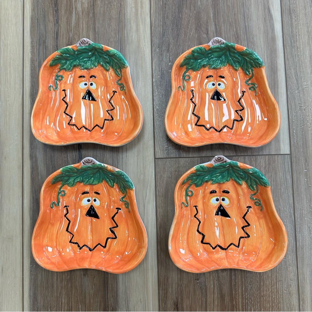 Gantz Halloween Pumpkin Small Treat Dish Tray Plate Set of 4